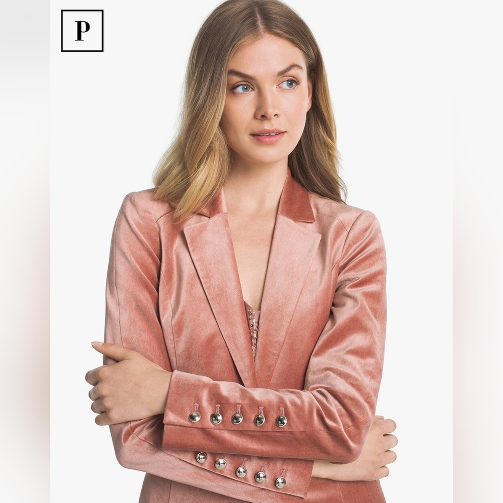 WHBM - Pink Velvety Blazer Jacket - US Women's Size 4 - White House Black Market - Picture 3 of 13
